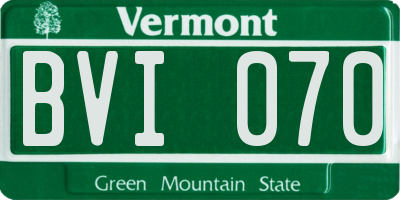 VT license plate BVI070