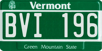 VT license plate BVI196
