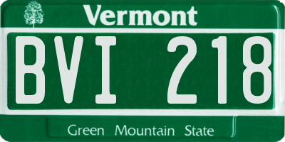 VT license plate BVI218