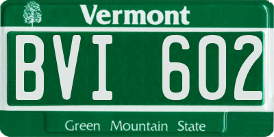 VT license plate BVI602