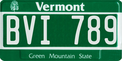 VT license plate BVI789