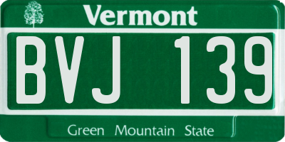 VT license plate BVJ139