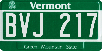 VT license plate BVJ217