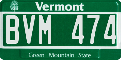 VT license plate BVM474