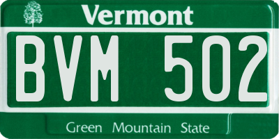 VT license plate BVM502