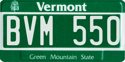 VT license plate BVM550