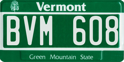 VT license plate BVM608