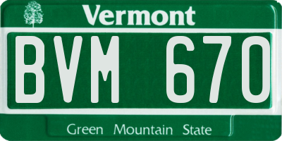 VT license plate BVM670