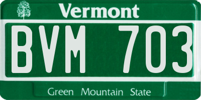 VT license plate BVM703