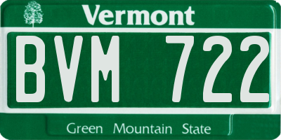 VT license plate BVM722