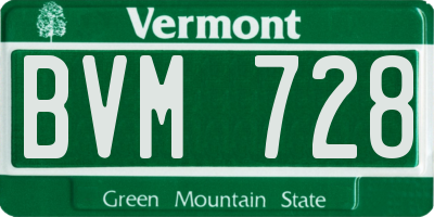 VT license plate BVM728