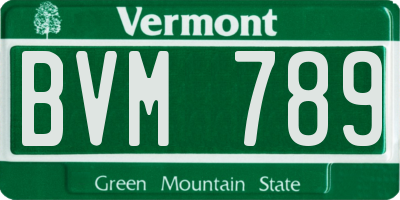 VT license plate BVM789