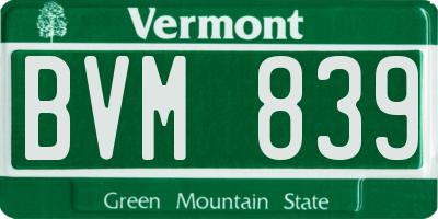 VT license plate BVM839