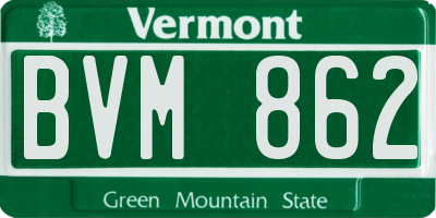 VT license plate BVM862