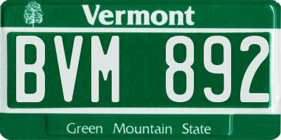 VT license plate BVM892