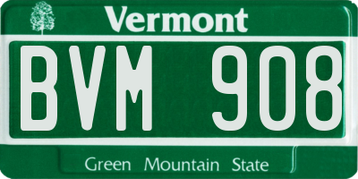 VT license plate BVM908
