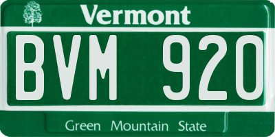 VT license plate BVM920