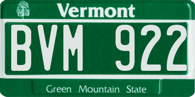 VT license plate BVM922