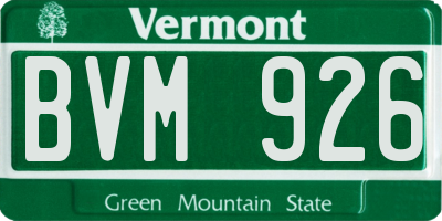 VT license plate BVM926