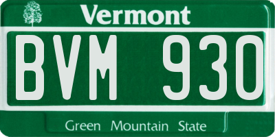 VT license plate BVM930
