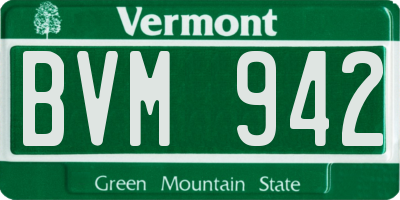 VT license plate BVM942