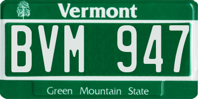 VT license plate BVM947