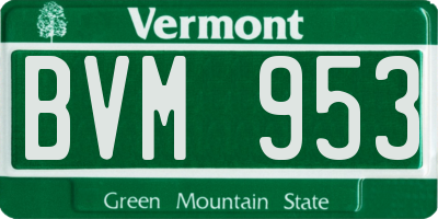 VT license plate BVM953