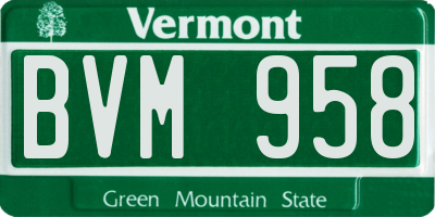 VT license plate BVM958