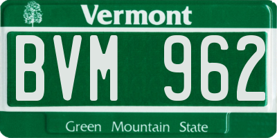 VT license plate BVM962