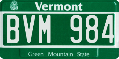 VT license plate BVM984