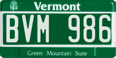 VT license plate BVM986