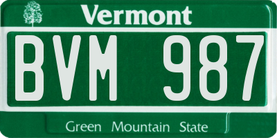 VT license plate BVM987