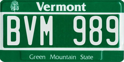 VT license plate BVM989