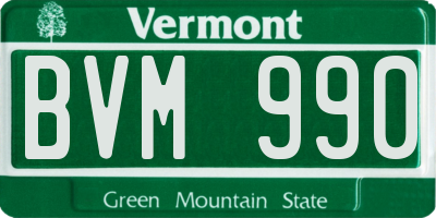 VT license plate BVM990