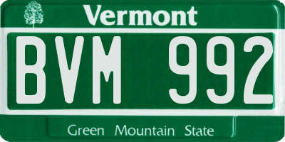 VT license plate BVM992