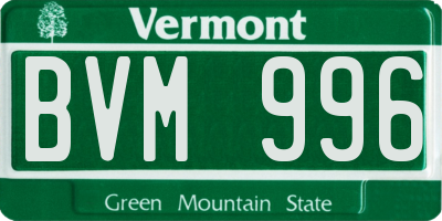 VT license plate BVM996