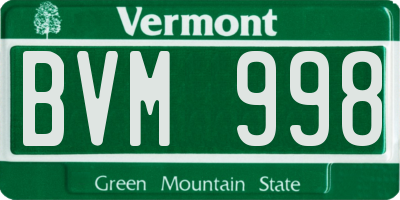 VT license plate BVM998