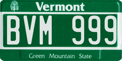 VT license plate BVM999