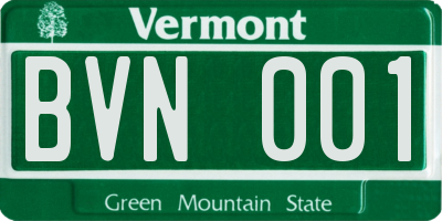 VT license plate BVN001