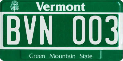 VT license plate BVN003
