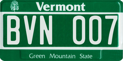 VT license plate BVN007