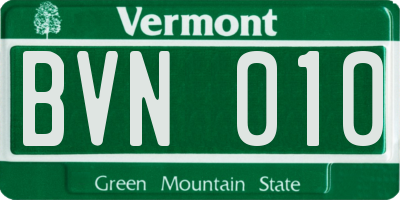 VT license plate BVN010
