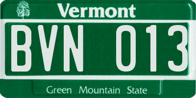 VT license plate BVN013