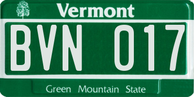 VT license plate BVN017
