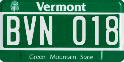 VT license plate BVN018