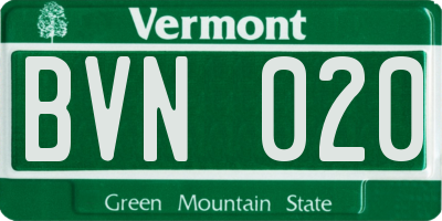 VT license plate BVN020