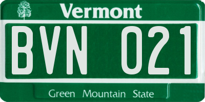 VT license plate BVN021