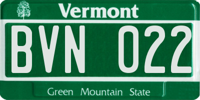 VT license plate BVN022