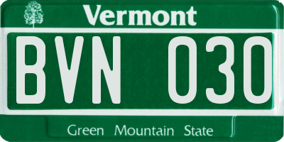 VT license plate BVN030