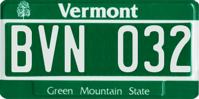 VT license plate BVN032